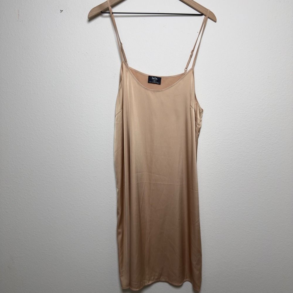 Dressed‎ In Lala Women Satin Slip Dress XL Taupe Party Event Wedding Date